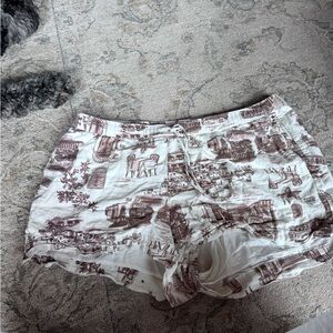 Abercrombie & Fitch White Shorts with Brown Print